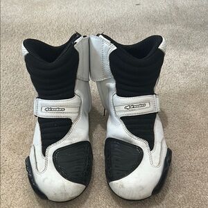Alpinestars Mens Black and White motorcycle riding Boots